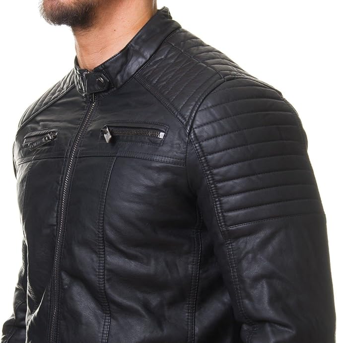 Men's Black REAL Lambskin Leather Biker Jacket