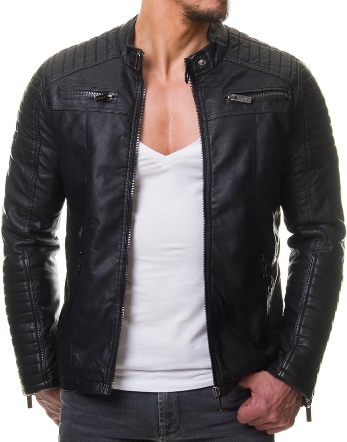 Men's Black REAL Lambskin Leather Biker Jacket