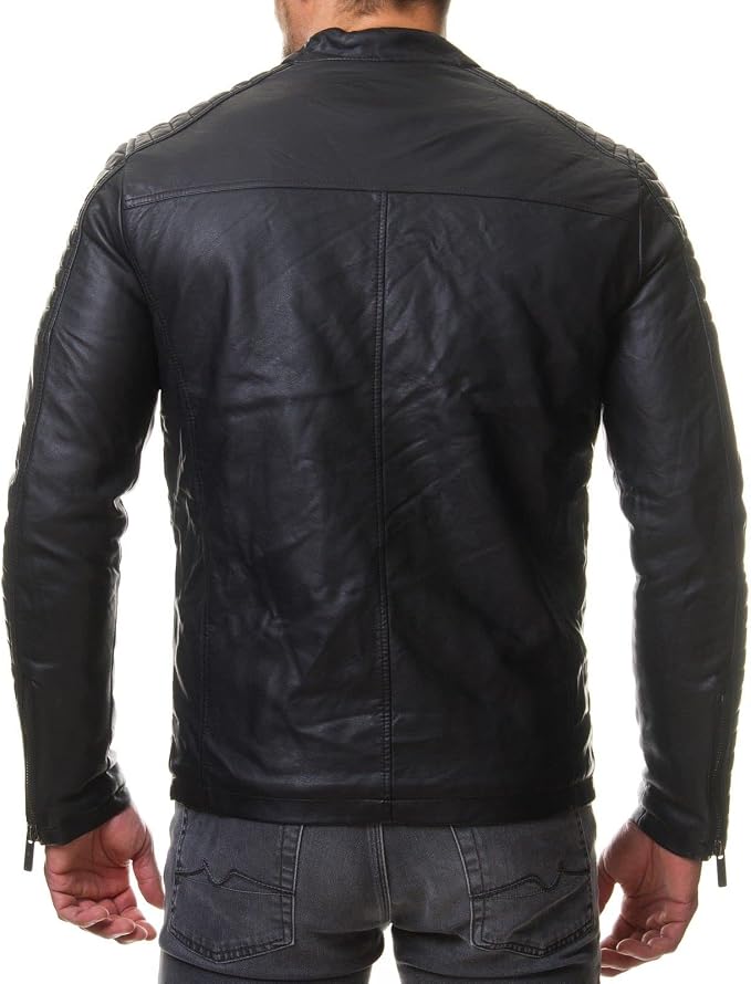 Men's Black REAL Lambskin Leather Biker Jacket