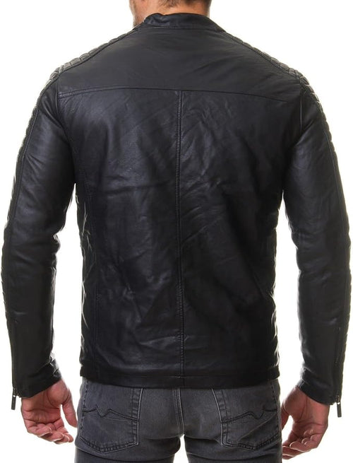 Men's Black REAL Lambskin Leather Biker Jacket