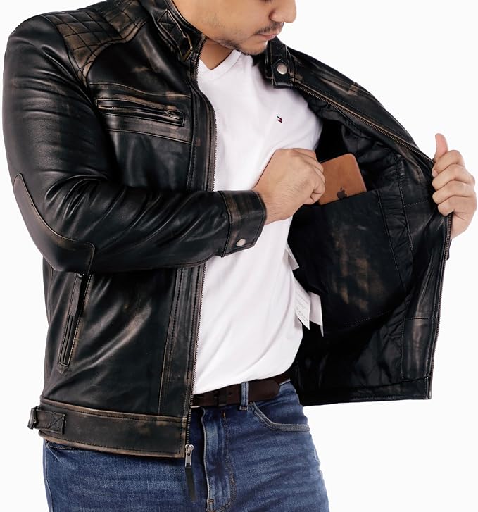 Signature Diamond Style Lambskin Leather Jacket